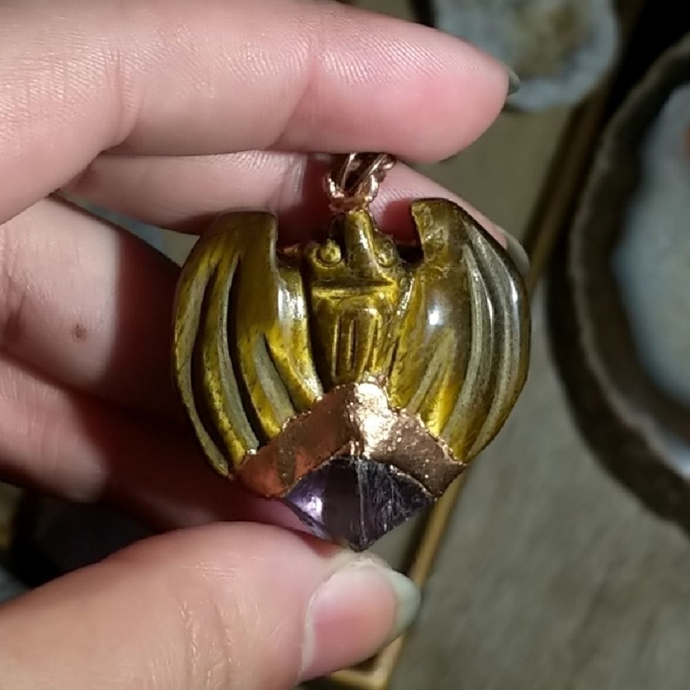 'Going Batty' Tigers Eye Bat Necklace - Picture 4 of 5